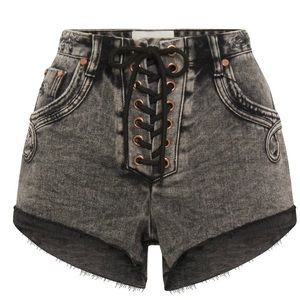 One Teaspoon - LACED UP THE ONE FITTED CHEEKY DENIM SHORT